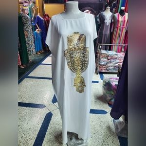 Brand new white dress with gold Hamsa one size dress